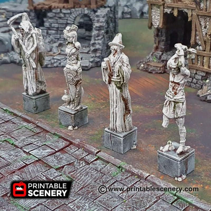 Guardian Statues - Shadowfey Ruins, DnD, Pathfinder, 15mm, 28mm, 32mm, wargaming terrain, warhammer, scatter, sculpture, D&D, scenery
