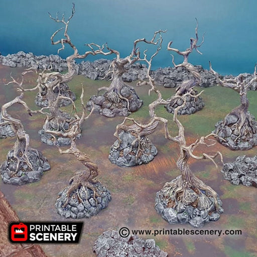 Contorted Trees - Shadowfey Wilds, DnD 5E, Pathfinder 2E 15mm, 28mm, 32mm, wargaming terrain, warhammer, scatter scenery, D&D