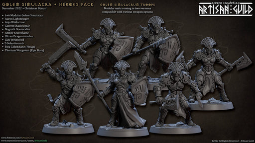 Golem Simulacra Troops - Artisan Guild | DnD Miniature, Warforged Male Female, Android, Ranger, Fighter, Barbarian, Pathfinder 2E, 28mm 32mm