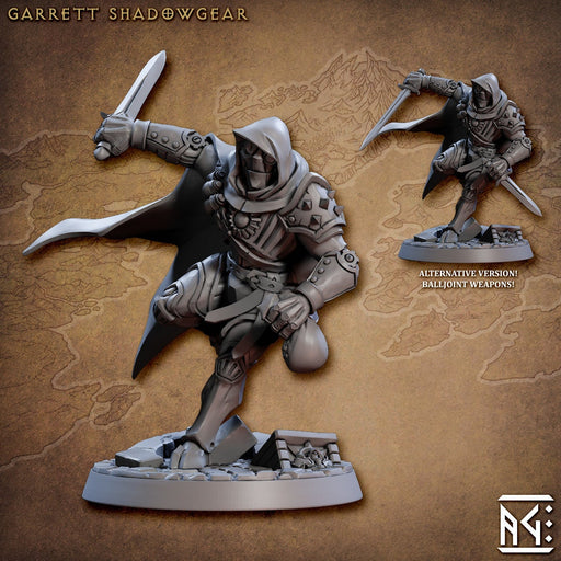 Garett Shadowgear - AG - Golem Simulacra | DnD Miniature | Warforged | Rogue | Thief | Assassin | Male | Android | Melee | Pathfinder 2E