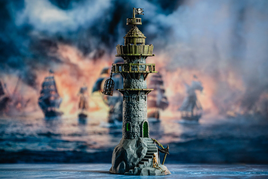 Pirate Lighthouse - Pirates vs. Sailors Nightmare At Sea - DnD, Wargaming, Ocean, Boat, Ship, Tortuga, Black Flag, Age of Sail, Caribbean