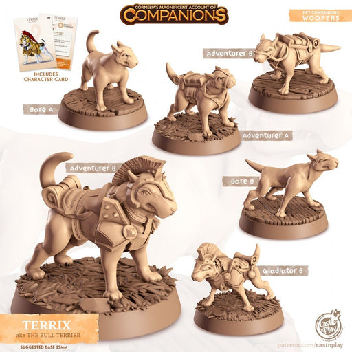 Terrix - dnd Bull Terrier mini - Cast N Play, Dog, Hound, Guard, Familiar, Animal Companion, Ranger, Druid Form, Adventurer, Gladiator