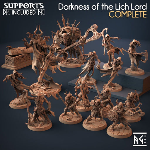 DnD 20 Miniature Encounter Set - Darkness of the Lich Lord - Artisan Guild mini, D&D, Skeleton, Monster, Undead, Necromancer, Pathfinder