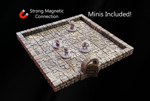 MAGNETIC Dungeon Tiles Starter Set - Short Wall Dungeon Theme (with minis!) | Dungeons And Dragons, D&D, Pathfinder, Mini, Dragonlock, TTRPG