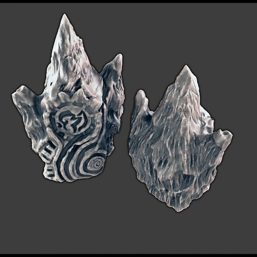 Icy Totems and Rocky Cairn - DND & Wargaming Terrain - EC3D Wilds of Wintertide, Snow, Arctic, Cold, scatter scenery, Pathfinder 2E, Fantasy