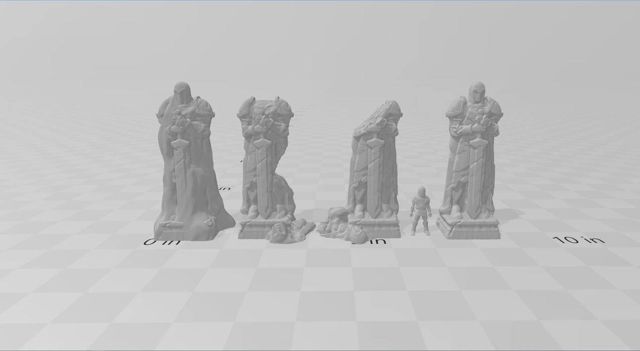 Ancient Statues / Ruins - DND & Wargaming Terrain - EC3D Wintertide, Snow, Arctic, scatter scenery, Pathfinder 2E, Medieval Fantasy