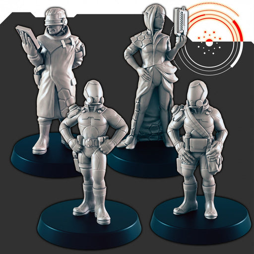 Sci-fi Explorers and Scientists mini set - EC3D | Legion | Cyberpunk | Starfinder | Scifi | Futuristic | Cybernetic | Space | Male | Female