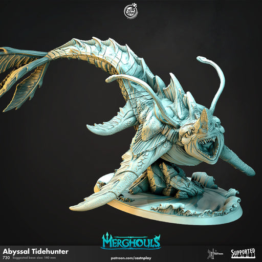 Abyssal Tidehunter - dnd and wargaming miniature - Shark, Animal, Monster, Deep Sea, Pathfinder, Aquatic, Underwater, Gargantuan, Ray