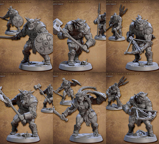 12 Greatgoblin Warriors Mini set - Artisan Guild, DnD | Male | Female | Fighter, Barbarian, Hobgoblin, Pathfinder | Orc | Wargaming | Goblin