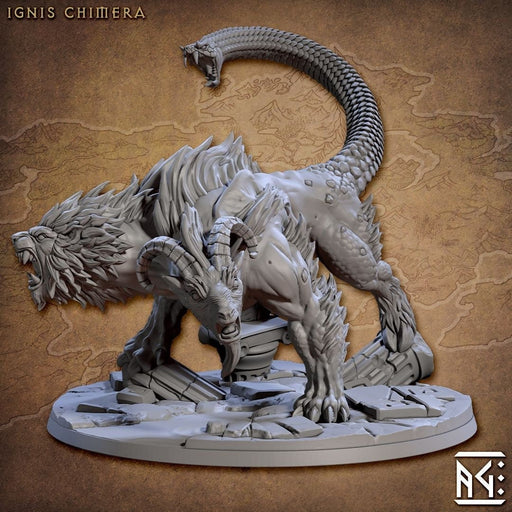 Chimera mini - Artisan Guild, DnD | Lion | Goat | Snake | Animal | Monstrosity | Pathfinder | Wargaming | Huge | Underdark, Grassland, Hill