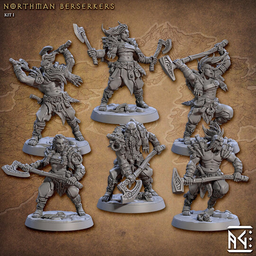 Northman Barbarians dnd Mini Set - Artisan Guild, DnD | Male | Female | Viking | Barbarian | Fighter | Pathfinder | Wargaming | 28mm 32mm