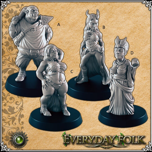 Love for Coin mini set for dnd - EC3D, DnD | Townsfolk | Commoners | Brothel | Male | Female | Half-Orc | 28mm 32mm | Pathfinder | Fantasy
