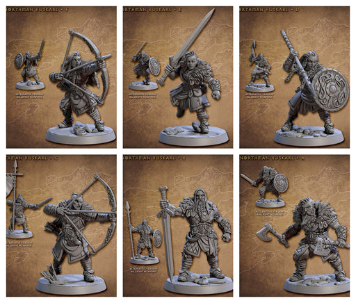 Viking Fighters dnd mini set - Artisan Guild | Male | Female | Fighter | Barbarian | Ranger | Northman | Pathfinder | Wargaming, 28mm 32mm
