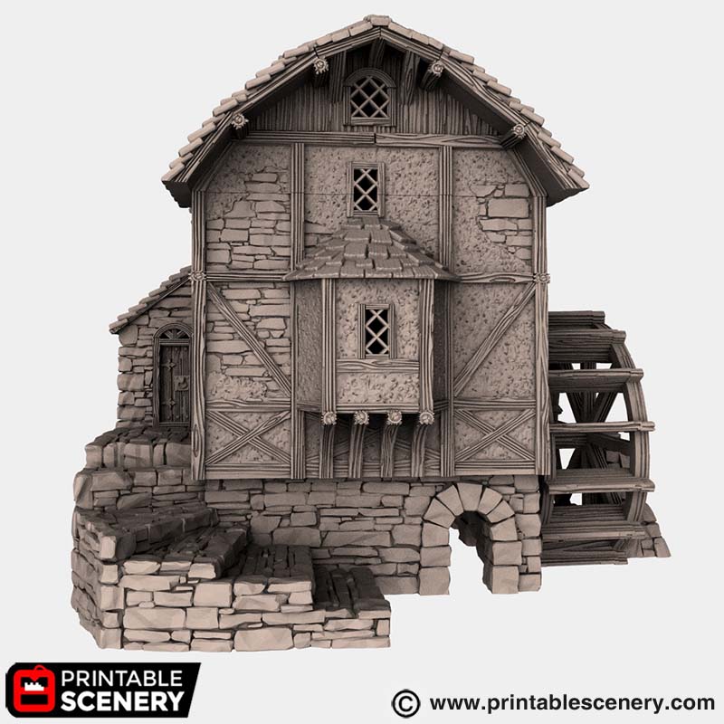 Winterdale Water Mill – Printable Scenery 3D printed tabletop terrain