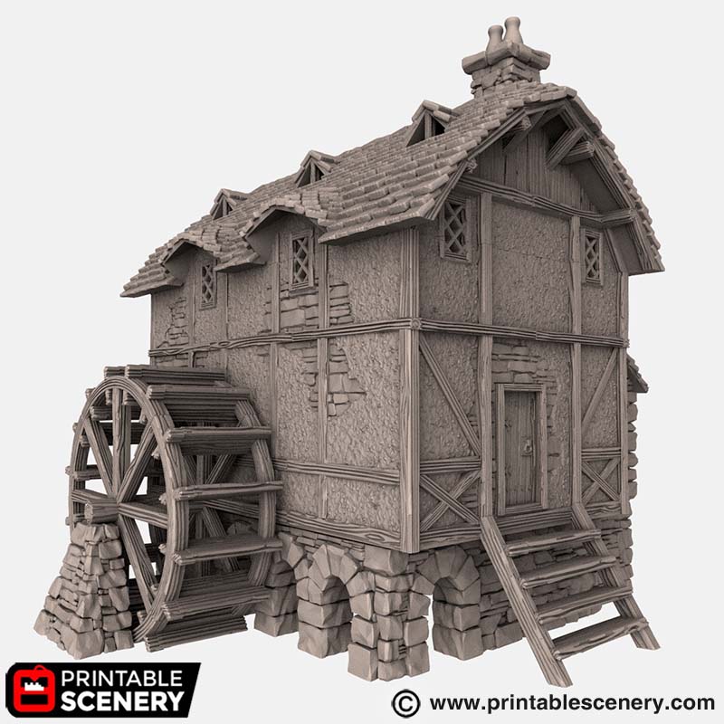 Winterdale Water Mill – Printable Scenery 3D printed tabletop terrain