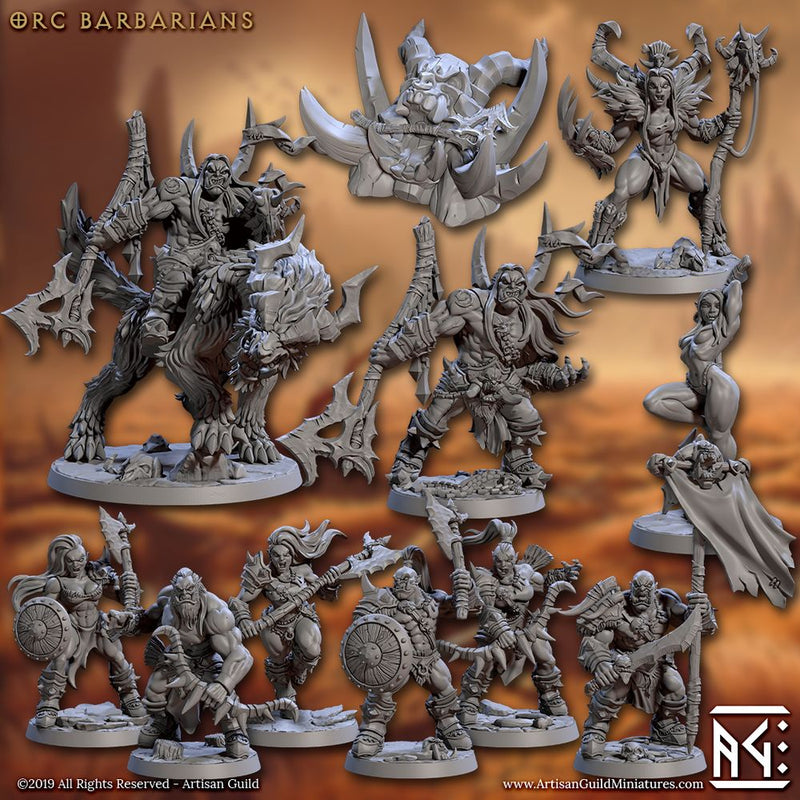 Orc Barbarians Complete Set – Artisan Guild 3D printed tabletop miniature