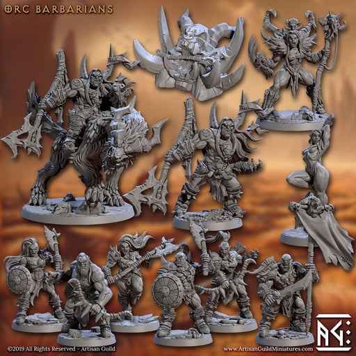 Orc Barbarians Complete Set – Artisan Guild 3D printed tabletop miniature