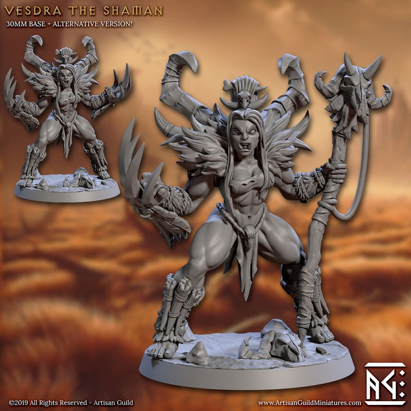 Vesdra the Shaman – Artisan Guild 3D printed tabletop miniature