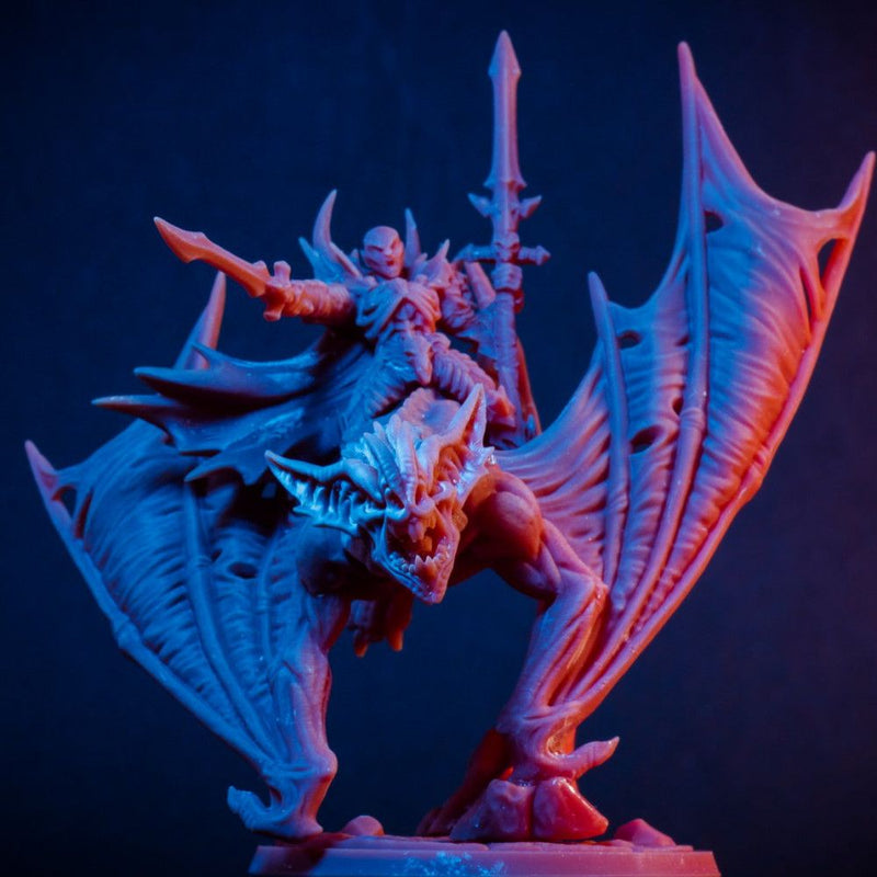 Mounted Drakenmir on Bloodhunter Bat – Artisan Guild 3D printed tabletop miniature