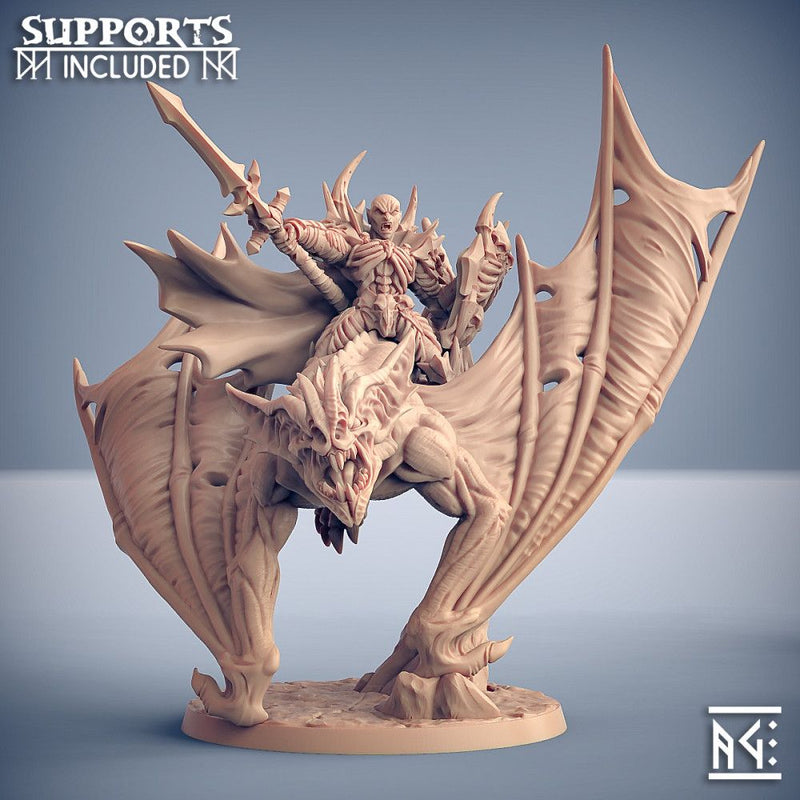 Mounted Drakenmir on Bloodhunter Bat – Artisan Guild 3D printed tabletop miniature