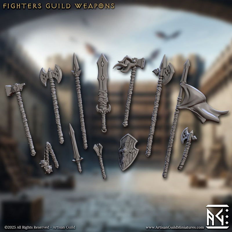 12 Fighters Guild Weapons Kitbash Kit – Artisan Guild 3D printed tabletop miniature