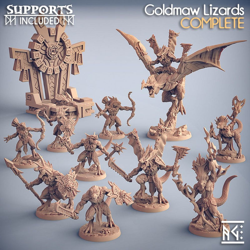 Goldmaw Lizardmen Complete Set – Artisan Guild 3D printed tabletop miniature