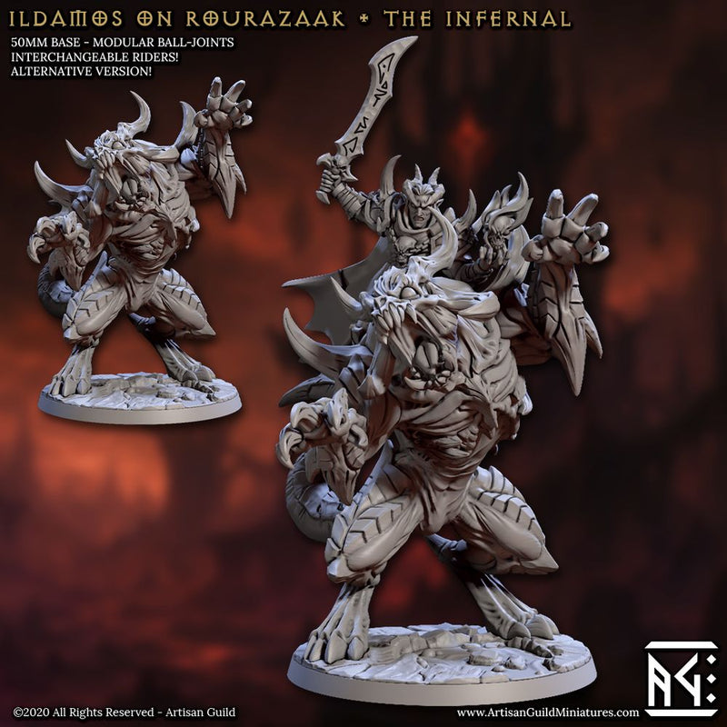 Mounted Ildamos on Rourazaak the Infernal – Artisan Guild 3D printed tabletop miniature