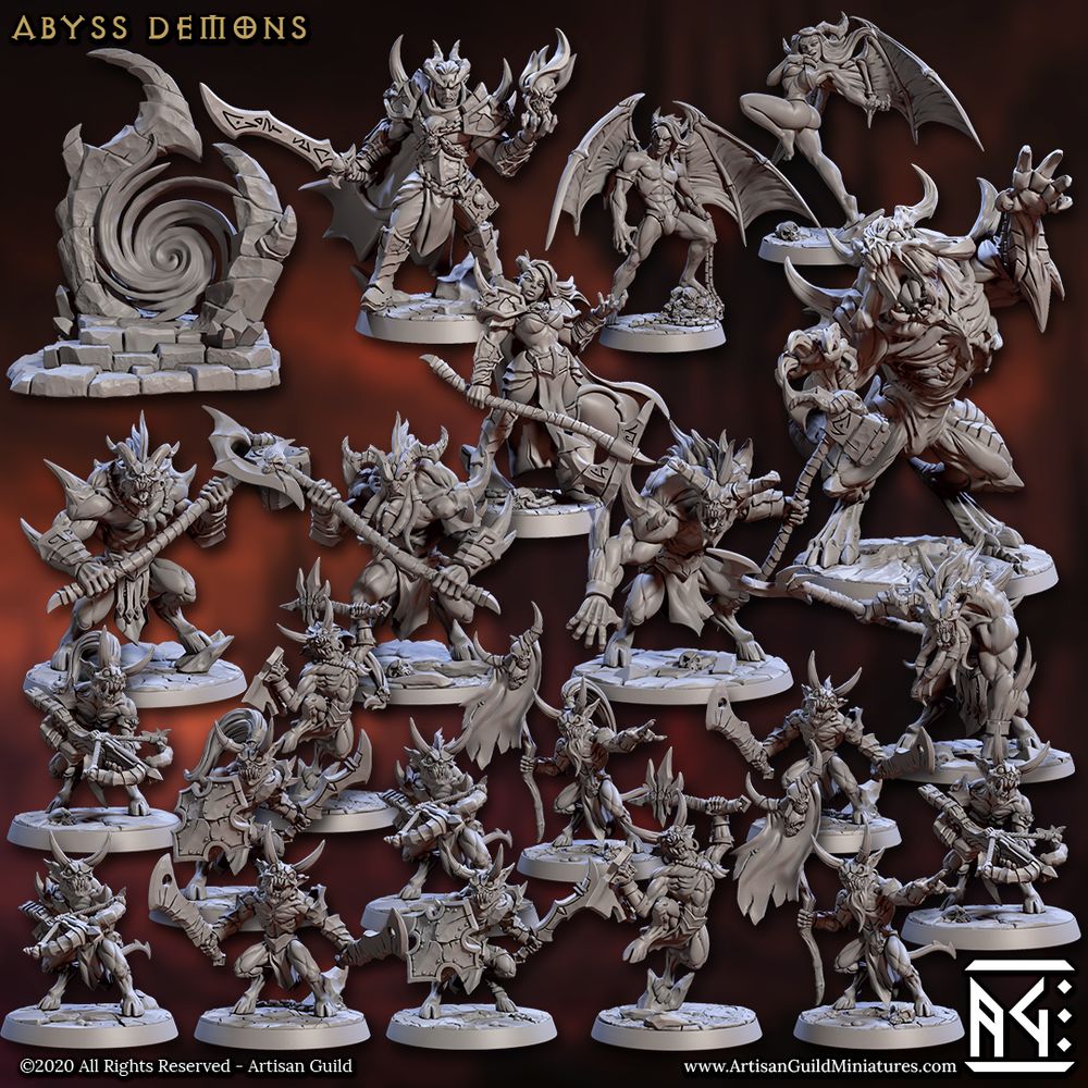 Abyss Demons Complete Set – Artisan Guild 3D printed tabletop miniature