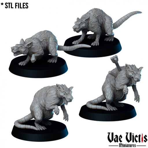 Giant Rats – 4 Pack – Vae Victis 3D printed tabletop miniature