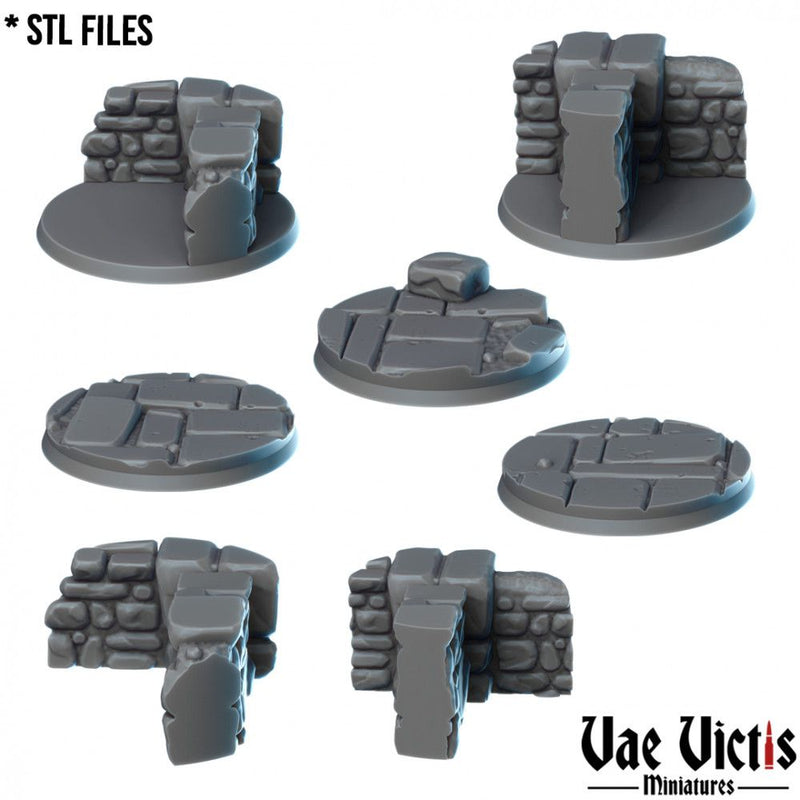 Stone Bases #02 (Ruins) – Vae Victis 3D printed resin miniature bases