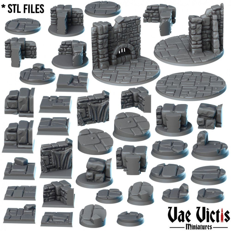 Stone Bases #02 (Ruins) – Vae Victis 3D printed resin miniature bases