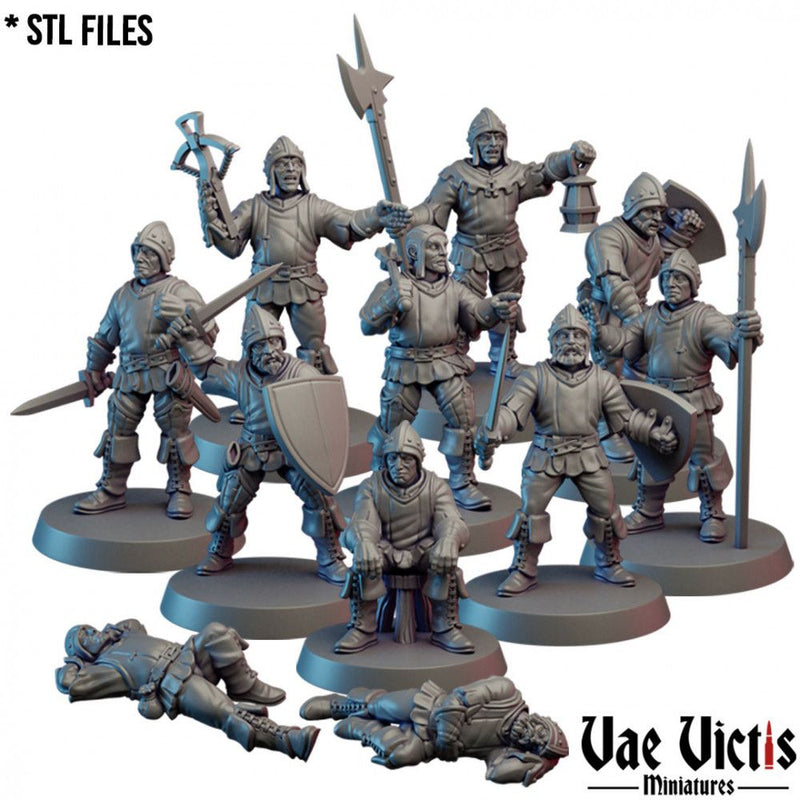 Village Guards – 10 Mini Set – Vae Victis 3D printed tabletop miniature
