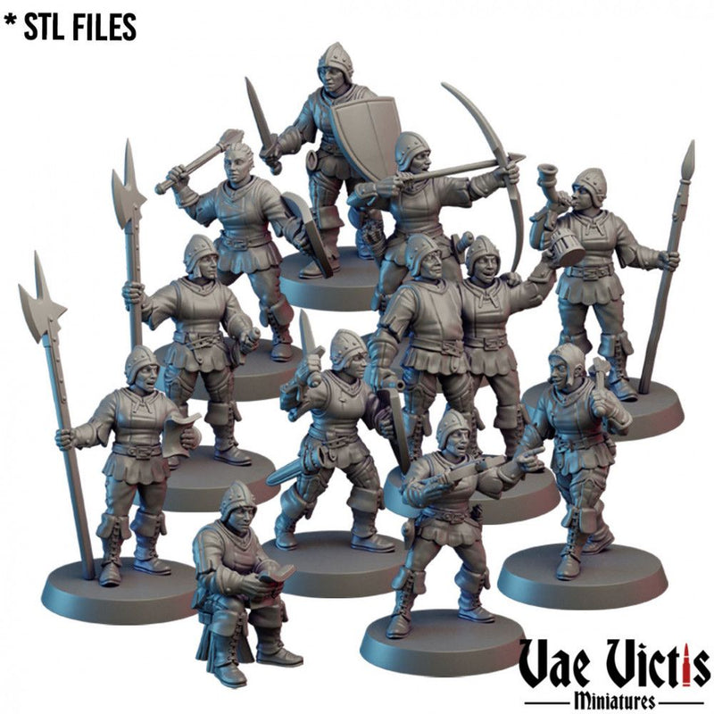 Village Guards (Women) – 11 Mini Set – Vae Victis 3D printed tabletop miniature