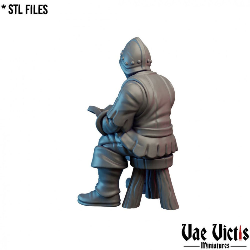 Village Guard (Woman) – Seated – Vae Victis 3D printed tabletop miniature
