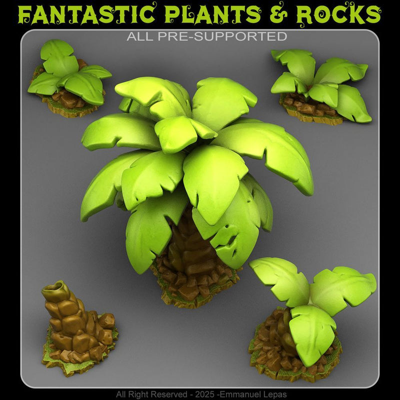 Jungle Palm Trees – Fantastic Plants & Rocks 3D printed scatter terrain