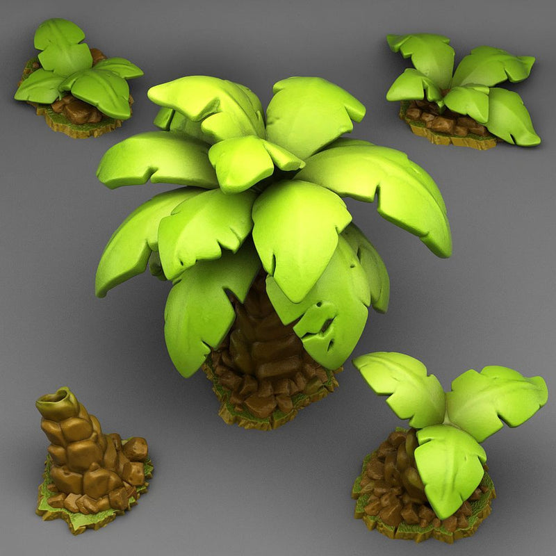 Jungle Palm Trees – Fantastic Plants & Rocks 3D printed scatter terrain