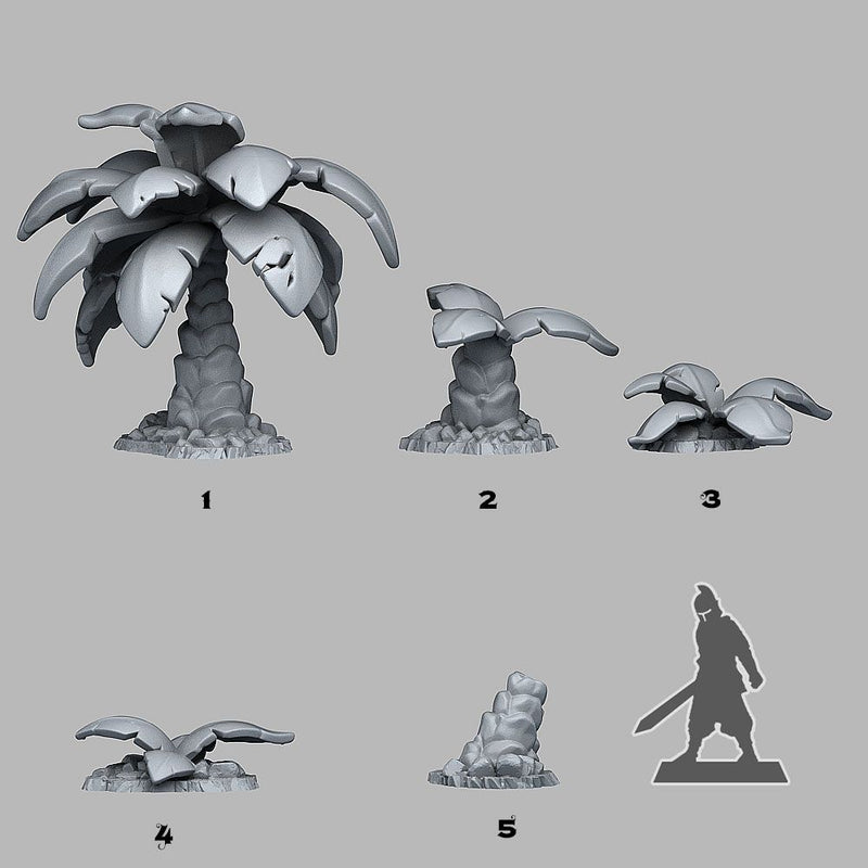 Jungle Palm Trees – Fantastic Plants & Rocks 3D printed scatter terrain