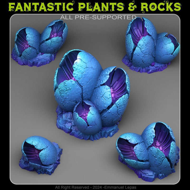 Hatched Alien Eggs – Fantastic Plants & Rocks 3D printed scatter terrain