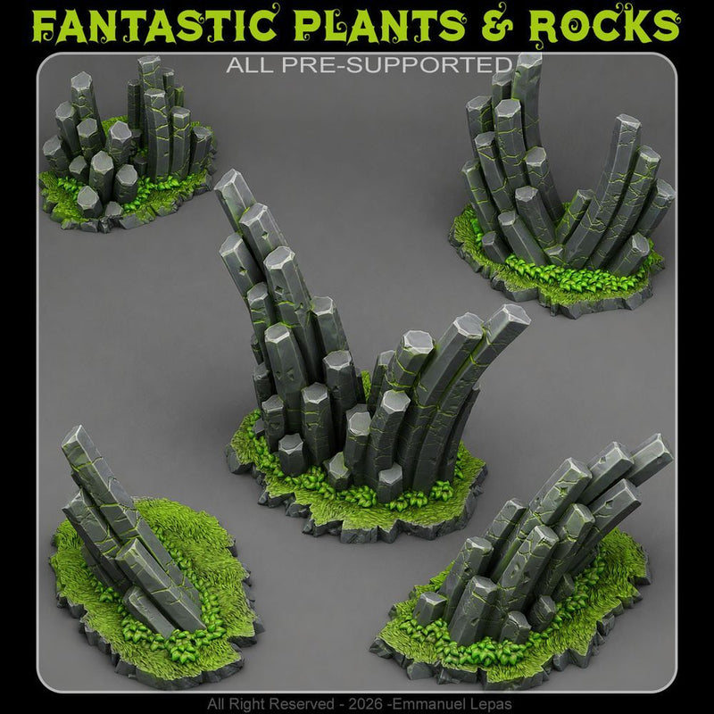 Emerald Monoliths – Fantastic Plants & Rocks 3D printed scatter terrain