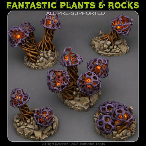 Sorcery Mushrooms – Fantastic Plants & Rocks 3D printed scatter terrain