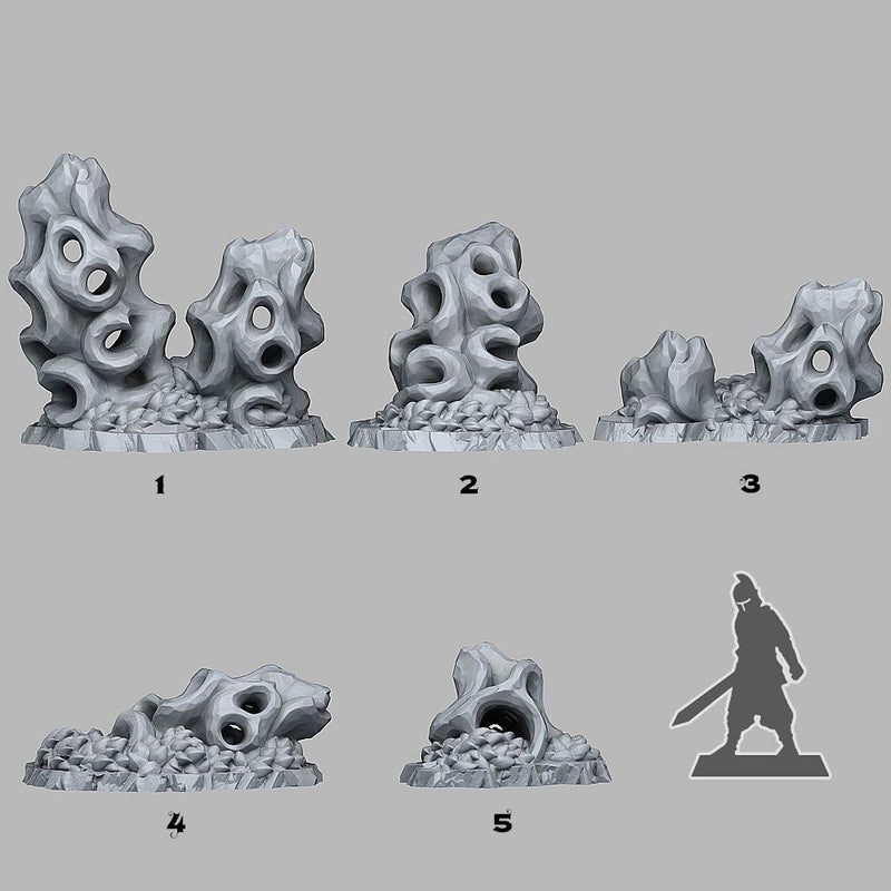 Elder Hollow Stones – Fantastic Plants & Rocks 3D printed scatter terrain