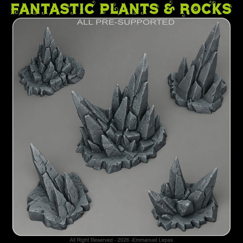 Wyrmfang Crags – Fantastic Plants & Rocks 3D printed scatter terrain