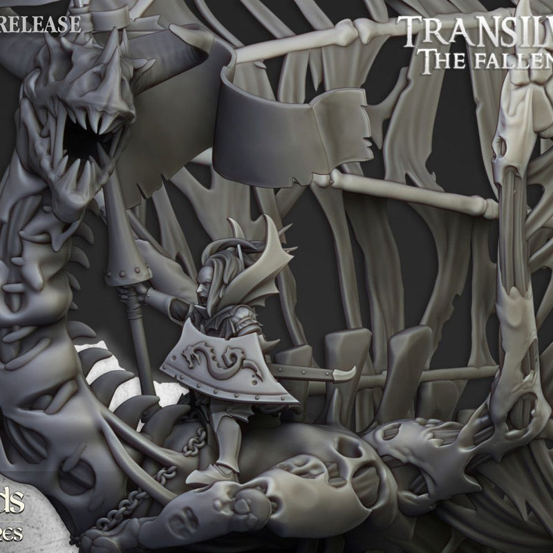 Vampire Lady on Zombie Dragon – Highlands Miniatures 3D printed tabletop miniature