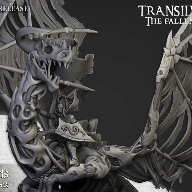 Vampire Lady on Zombie Dragon – Highlands Miniatures 3D printed tabletop miniature