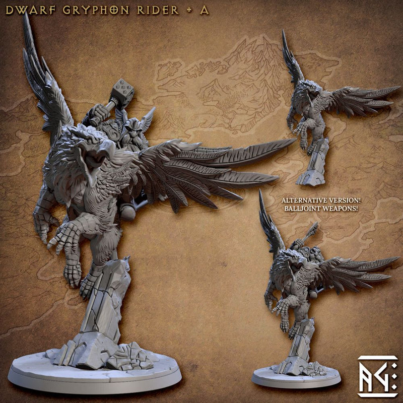 Dwarf Gryphon Rider A – Artisan Guild 3D printed tabletop miniature