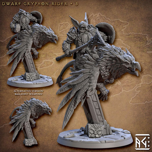 Dwarf Gryphon Rider B – Artisan Guild 3D printed tabletop miniature