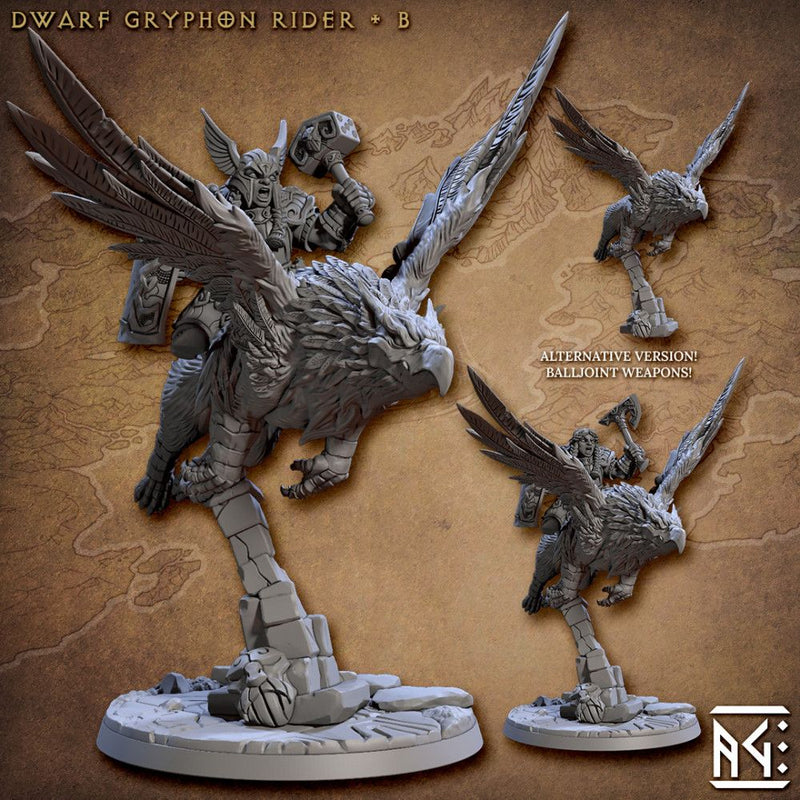 Dwarf Gryphon Rider C – Artisan Guild 3D printed tabletop miniature