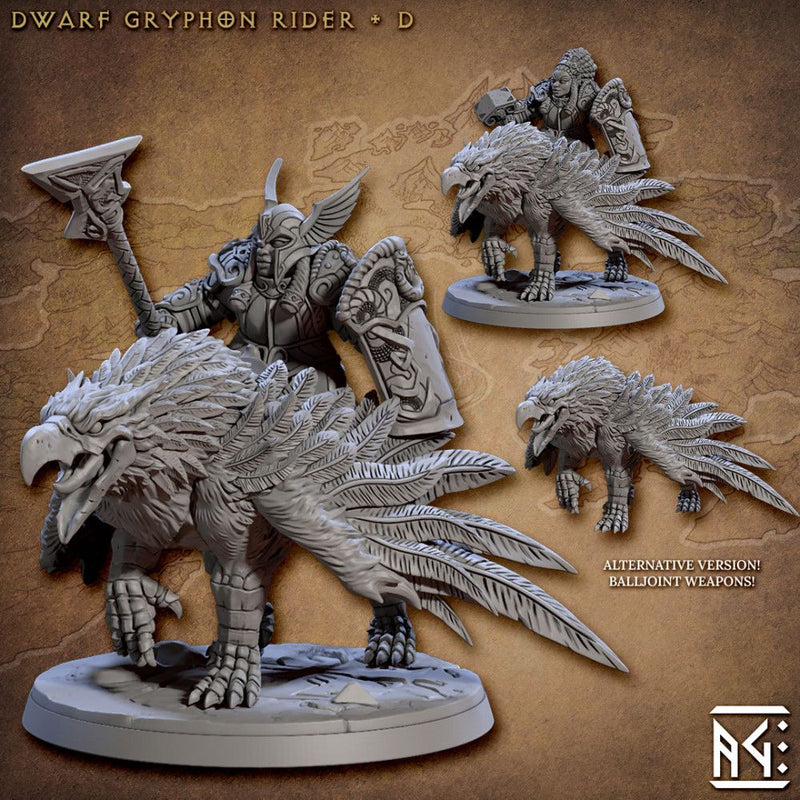 Dwarf Gryphon Rider D – Artisan Guild 3D printed tabletop miniature