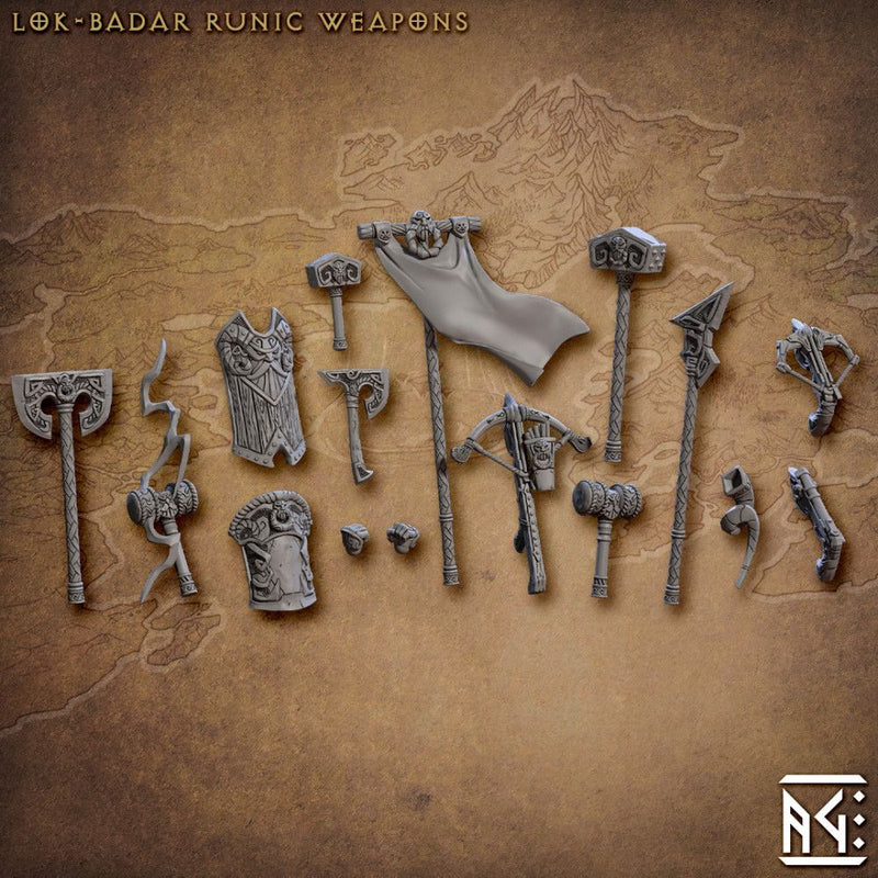 Lok-Badar Dwarven Weapons and Hands – Artisan Guild 3D printed tabletop miniature