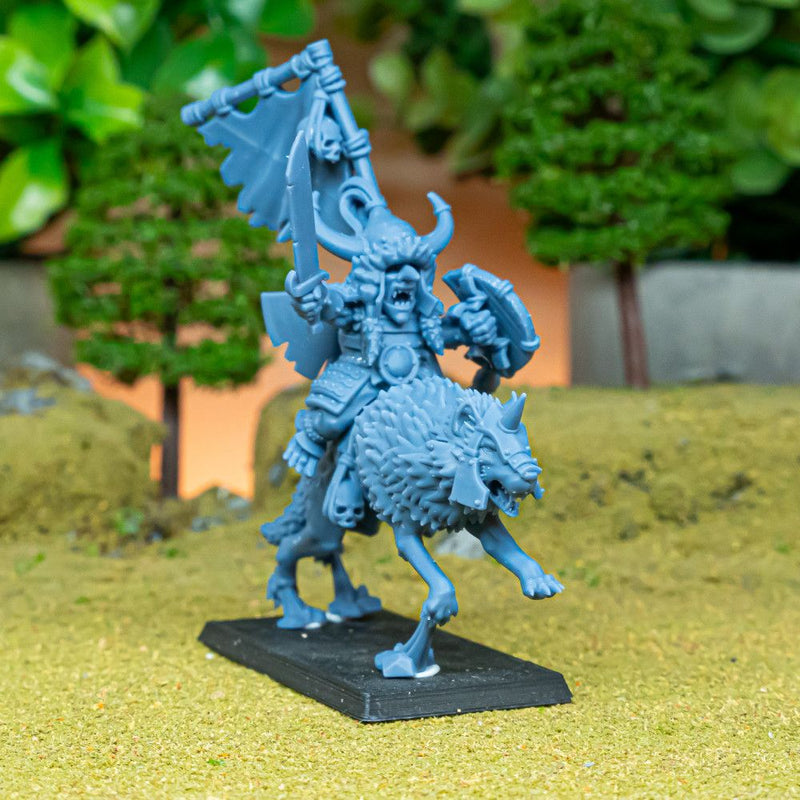 Mounted Steppe Goblin Khan on Wolf – Highlands Miniatures 3D printed tabletop miniature